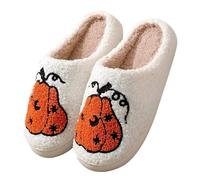 Halloween Slippers Mens Womens Unisex Winter Warm Housing Shoes Slip On Fashion Lantern Pumpkin Foam Slippers Wide Fit Anti-Slip Soft Sole Shoe Footwear