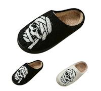 Halloween Slippers Mens Womens Unisex Winter Warm Housing Shoes Slip On Fashion Lantern Pumpkin Foam Slippers Wide Fit Anti-Slip Soft Sole Shoe Footwear