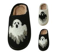 Halloween Slippers Mens Womens Unisex Winter Warm Housing Shoes Slip On Fashion Lantern Pumpkin Foam Slippers Wide Fit Anti-Slip Soft Sole Shoe Footwear