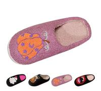 Halloween Slippers Mens Womens Winter Warm Housing Shoes Slip On Fashion Lantern Pumpkin Foam Slippers Wide Fit Anti-Slip Soft Sole Unisex Shoe Footwear