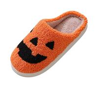 Halloween Slippers Unisex House Slippers Women's Funny Non-Slip Warm Platform Plush Slippers Soft Terror Pumpkin Comfortable House Slippers for Carnival Halloween Party Outfits