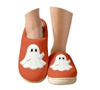 Halloween Slippers Unisex Plush Slippers Women's Non-Slip Fluffy Funny Large Sizes Slippers Terror Ghosts Warm Cuddly Winter Shoes for Halloween Costume Party