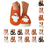Halloween Slippers with Print Plush Lined Warm House Slippers, Hell Ashy, 8 | Soft and warm, comfortable, non-slip, closed front, house slippers, flexible indoor sole, house slippers