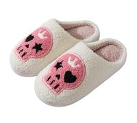 Halloween Slippers Women Slip On Warm Cloud Slippers Halloween Ghost Spooky Cartoon Soft Fuzzy Home Slides Mules Unisex Winter Warm Plush Housee Shoes for Indoor or Outdoor (4.5)