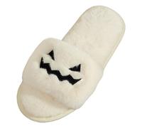 Halloween Slippers Women's Bat Print Slippers Fuzzy Winter Warm House Slippers Fluffy Soft Plush Slippers Comfortable Fluffy Slippers Indoor Outdoor Slippers in Winter, A white, 9 UK