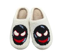 Halloween Slippers Women's Novelty Funny Slippers Plush Funny Print Slippers Cute Cartoon Mules Comfortable House Slippers Comfortable Shoes for Indoor and Outdoor Use, White, 8 UK