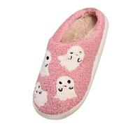 Halloween Slippers Women's Winter Slippers Warm Cuddly Pumpkin Slippers Soft Ghost Plush Slippers Cosy Felt Slippers Non-Slip Outdoor Indoor Windproof Abrasion Resistant Two Tone, pink, 36 EU