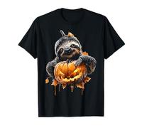 Halloween Sloth Holding Pumpkin Portrait Animal Halloween T-Shirt
