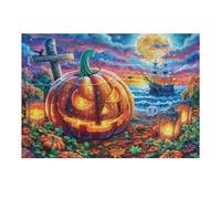 Halloween Smiling Jack-o'-lantern 300 Piece Jigsaw Puzzle for Adults Kitchen Wall Decor Art Project Precision Cut Great Gift for Art Lovers 300 PCS