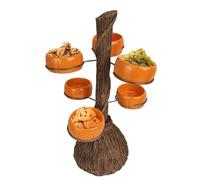 Halloween Snack Tray, Resin Pumpkin Bowls on Broom Holder | Treat Dish for Serving Snacks Salad Dessert Halloween Party Supplies Home Decoration