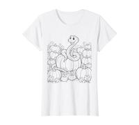 Halloween Snake Pumpkin Coloring and Paint it Yourself Value Graphic T-Shirt, Women, White, L