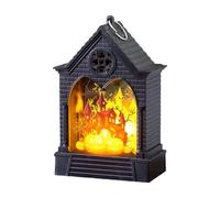 Halloween Snow Globe Lantern, Halloween Lantern with Pumpkin and Ghost Witch, Musical Decorations for Home, Illuminated Snow Globe, USB or Battery Powered