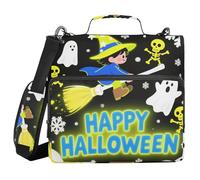 Halloween Snow Witch Blue 3 Rings 1.5 inch Binder Organizer with Handle Multiple Pockets Document Organizer for School