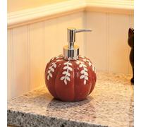 Halloween Soap Dispenser Ceramic Refillable Hand Soap Pump, Spooky Pumpkin Design Fall Bathroom Decor for Kitchen Home Party Halloween Accessories (Orange)