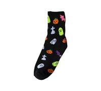 Halloween Socks for Girls, Boys, Children, Funny Happy Fluffy Warm Socks with Pumpkin Ghost and Witch Hat Pattern, Birthday Gift, First Day of School Gifts for Fall Winter, 1 Pair, Green, One Size
