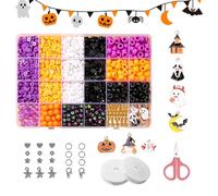 Halloween Soft Clay Beads,2160 Pcs Bracelet Making Kit with 20m Crystal Elastic String, Halloween Craft Kit DIY Red White Green Beads for Jewelry Making, Rings, Earring, Pendants, Bracelets (2160 Pcs)