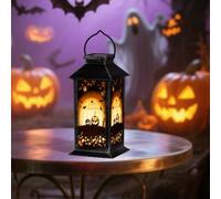 Halloween Solar Lantern Light Outdoor - Vintage Flameless LED Lanterns with Auto On/Off, Waterproof Outdoor Decor for Porch, Cemetery, Pathway, Halloween Decor-Pumpkin