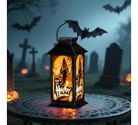 Halloween Solar Lantern Light Outdoor - Vintage Flameless LED Lanterns with Auto On/Off, Waterproof Outdoor Decor for Porch, Cemetery, Pathway, Halloween Decor-Ghost