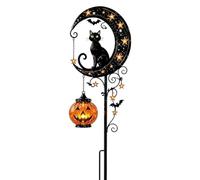 Halloween Solar Light - 2026 | Black Cat Pumpkin Moon Garden Lantern