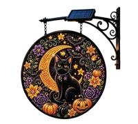 Halloween Solar Lights, Black Cat Moon Wall Lamp, Solar Garden Light Decor