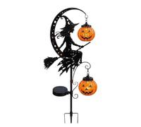 Halloween Solar Lights Outdoor, Witch Pumpkin Crescent Moon LED