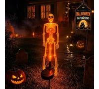 Halloween Solar Skeleton Stake Lights,Purple Led Skeleton Pathway Decor Lights, Waterproof Outdoor Halloween Pathway Lights, Halloween Solar Ground Lights for Garden Patio Graveyard Party Decor
