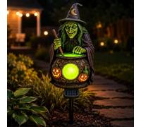 Halloween Solar Witch Cauldron Garden Stake Light Outdoor Decor