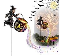 Halloween Solar Witch Cauldron Garden Stake Lights