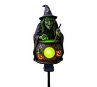 Halloween Solar Witch Light - Witch's Cauldron Green LED with Witch Plug