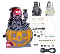 Halloween Soldering Kit Pumpkin with Skeleton Witch, BANRIA DIY Electronic Kit with 5 Light Effects & Sound - Learning Project with German Instructions for Hobby Electronics, Practice Soldering