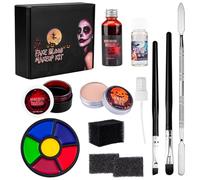 Halloween Special Effects SFX Makeup Kit - 6 Colors Bruise Body Makeup Face Painting Palette + Scar Wax + Spatula Tool + Fake Blood + Stipple Sponges + Brushes - For Halloween Party & Cosplay