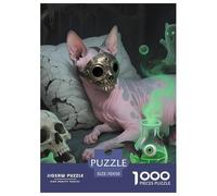 Halloween- Sphynx Cat 1000 Pieces Jigsaw Puzzle Gift Adults Relax Entertainment Pet Cat Poster Included Durable 70x50cm/1000pcs