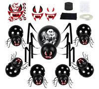 Halloween Spider Balloons Pack of 25, Black Spider Balloons with Spider Legs and Spider Stickers, Halloween Giant Spider Decorations for HallOween Birthday Party Decoration