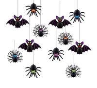 Halloween Spider Bat Honeycomb Hanging Decoration, Black Bat & Spider 3D Hanging Ornaments, Gothic Halloween Decor Indoor Outdoor Party Spooky Hanging Ornament