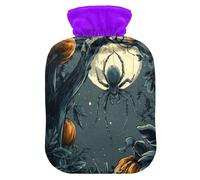 Halloween Spider Black Hot Water Bottle with Cover for Pain Relief Bed Warmer for Period Cramps, 2L