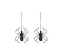 Halloween Spider Earrings for Women Gemstone Black Spider Dangle Earrings Gothic Animal Crystal Drop Earrings Unique Holidays Statement Earrings Halloween Costume Jewelry Accessories, L, Acrylic, No