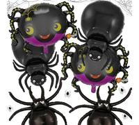 Halloween Spider Foil Balloons, Giant Black Spider Balloons, Foil Halloween Giant Black Spiders 3D Mylar Balloon, 6 PCS-Scary Props for Kids Horror Halloweens Party Decorations