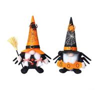 Halloween Spider Gnome Decorations Faceless Dwarf Ornaments With Witch Hat For Holiday Party Table Decor Home Office Display (Set)