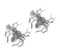 Halloween Spider Hair Clips, 2 Pcs Silver Alloy Gothic Punk Hair Decor | Dance and Cosplay Use, Not Easy to Fade or Break, Kids Girls Styling, Stylish Spider Web Accents