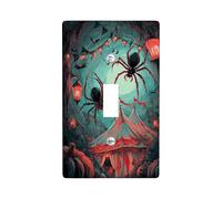 Halloween Spider Light Switch Cover Plate/Outlet Covers, Dark Green Creepy Elements for Wall Decor, Thermoplastic Wall Plates, Standard Size Single Toggle