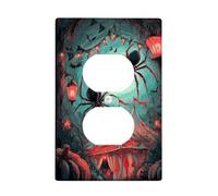Halloween Spider Light Switch Cover Plate/Outlet Covers, Dark Green Creepy Elements for Wall Decor, Thermoplastic Wall Plates, Standard Size Single Duplex Outlet