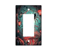 Halloween Spider Light Switch Cover Plate/Outlet Covers, Dark Green Creepy Elements for Wall Decor, Thermoplastic Wall Plates, Standard Size Single Rocker