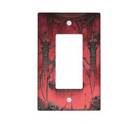 Halloween Spider Light Switch Cover Plate/Outlet Covers, Red Creepy Spider Design for Wall Accents, Thermoplastic Wall Plates, Standard Size Single Rocker