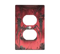 Halloween Spider Light Switch Cover Plate/Outlet Covers, Red Creepy Spider Design for Wall Accents, Thermoplastic Wall Plates, Standard Size Single Duplex Outlet