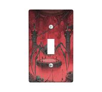 Halloween Spider Light Switch Cover Plate/Outlet Covers, Red Creepy Spider Design for Wall Accents, Thermoplastic Wall Plates, Standard Size Single Toggle