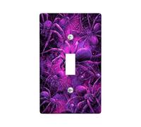 Halloween Spider Light Switch Cover Plate/Outlet Covers, Violet Creepy Crawlers for Wall Decor, Thermoplastic Wall Plates, Standard Size Single Toggle