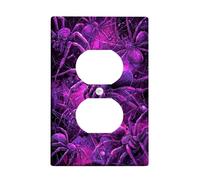 Halloween Spider Light Switch Cover Plate/Outlet Covers, Violet Creepy Crawlers for Wall Decor, Thermoplastic Wall Plates, Standard Size Single Duplex Outlet