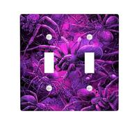 Halloween Spider Light Switch Cover Plate/Outlet Covers, Violet Creepy Crawlers for Wall Decor, Thermoplastic Wall Plates, Standard Size Double Toggle