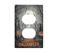 Halloween Spider Light Switch Cover Plates/Outlet Covers, Black and Orange Creepy Design for Wall Decor, Thermoplastic Wall Plates, Standard Size Single Duplex Outlet