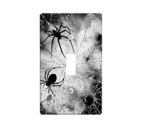 Halloween Spider Light Switch Cover Plates/Outlet Covers, Black White Creepy Spiders for Home Decor, Thermoplastic Wall Plates, Standard Size Single Toggle